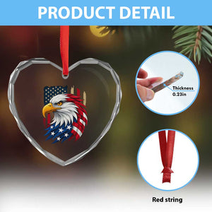 Fierce American Eagle Heart Crystal Glass Ornament Bold Patriotic 4th of July USA Freedom TS02 Print Your Wear