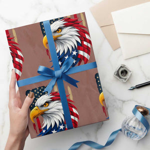 Fierce American Eagle Wrapping Paper Roll Bold Patriotic 4th of July USA Freedom TS02 Mocha Print Your Wear