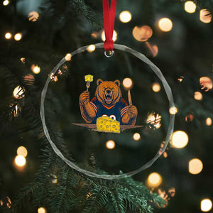 Fierce Bear Eating Cheese Crystal Glass Ornament Let's Eat Cheese Funny Sports Rivalry TS02 Print Your Wear