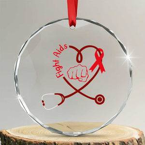 Fight AIDS Nurse Crystal Glass Ornament Red Ribbon HIV Awareness Gift TS12 Transparent Glass 3'' Circle Print Your Wear