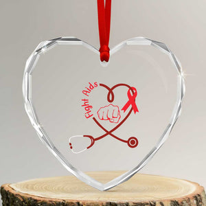 Fight AIDS Nurse Heart Crystal Glass Ornament Red Ribbon HIV Awareness Gift TS12 Transparent Glass 3'' Heart Print Your Wear