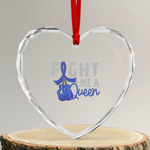 Fight Like A Queen Heart Crystal Glass Ornament Blue Ribbon Colon Cancer Awareness TS10 Transparent Glass 3'' Heart Print Your Wear
