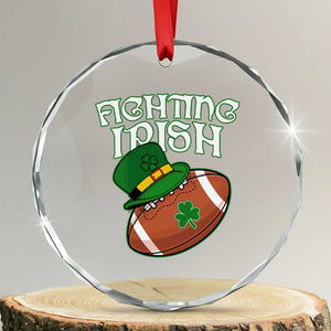 Fighting Irish Crystal Glass Ornament Football Shamrock St Patricks Spirit Classic Vintage TS02 Transparent Glass 3'' Circle Print Your Wear