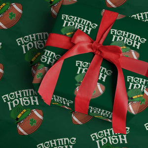 Fighting Irish Wrapping Paper Roll Football Shamrock St Patricks Spirit Classic Vintage TS02 Green Print Your Wear