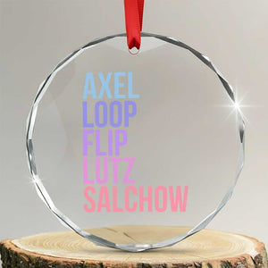 Figure Skating Lovers Crystal Glass Ornament Funny Axel Loop Flip Lutz Salchow TS11 Transparent Glass 3'' Circle Print Your Wear