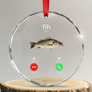 Fih Calling Funny Fish Crystal Glass Ornament Fishing Lover Hilarious Phone Call Parody TS02 Transparent Glass 3'' Circle Print Your Wear