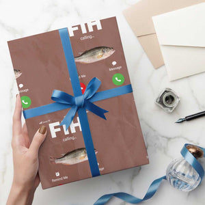 Fih Calling Remind me Message Decline Accept Wrapping Paper Roll Phone Call Fish TS10 Mocha Print Your Wear