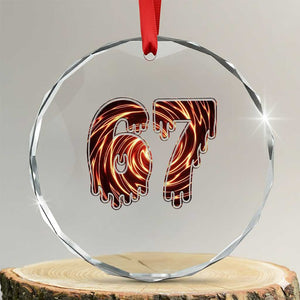 Fire Swirl Effect Printed Crystal Glass Ornament Six Seven Meme TS12 Transparent Glass 3'' Circle Print Your Wear