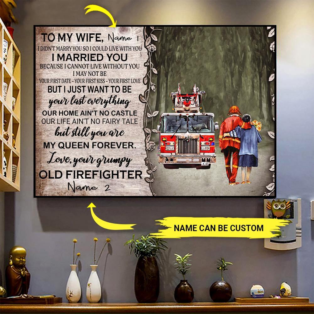 Personalized Family Gift Firefighter Poster To My Wife Our Home Aint No Castle CTM Custom - Printyourwear