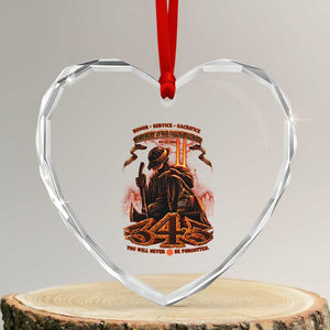 Firefighter Memorial Honor Service Sacrifice 343 Heart Crystal Glass Ornament In Memory Of Fallen Brothers Patriotic 9 11 Tribute