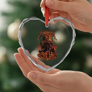 Firefighter Memorial Honor Service Sacrifice 343 Heart Crystal Glass Ornament In Memory Of Fallen Brothers Patriotic 9 11 Tribute
