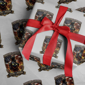 Firefighter USA 250th Anniversary Gift Wrapping Paper Roll 250 Years Of Courage TS12 White Print Your Wear