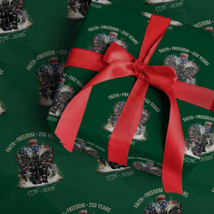 Fireman 250 Years of America Wrapping Paper Roll Faith Freedom Firefighter American Flag Cross TS14 Green Print Your Wear