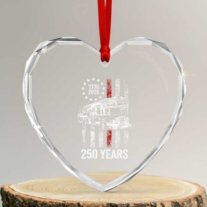 Fireman 250 Years of America Heart Crystal Glass Ornament Fireman American Flag Thin Red Line Firefighter TS14 Transparent Glass 3'' Heart Print Your Wear