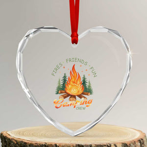 Fires Friends Fun Camping Crew Heart Crystal Glass Ornament Cozy Campfire Adventure Outdoor Lovers TS02 Transparent Glass 3'' Heart Print Your Wear