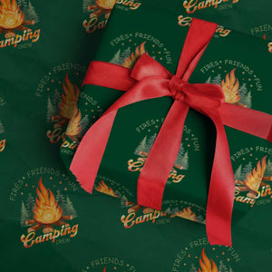 Fires Friends Fun Camping Crew Wrapping Paper Roll Cozy Campfire Adventure Outdoor Lovers TS02 Green Print Your Wear
