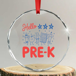 First Day of Pre-K Boys Girls Toddler Preschool Patriotic US Crystal Glass Ornament TS14 Transparent Glass 3'' Circle Print Your Wear