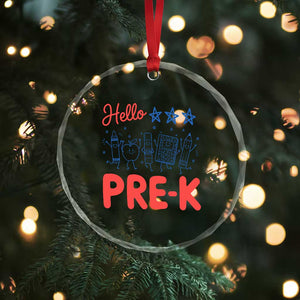 First Day of Pre-K Boys Girls Toddler Preschool Patriotic US Crystal Glass Ornament TS14 Print Your Wear