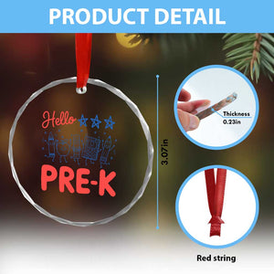 First Day of Pre-K Boys Girls Toddler Preschool Patriotic US Crystal Glass Ornament TS14 Print Your Wear