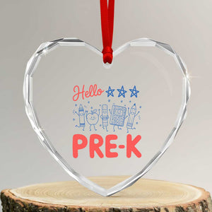 First Day of Pre-K Boys Girls Toddler Preschool Patriotic US Heart Crystal Glass Ornament TS14 Transparent Glass 3'' Heart Print Your Wear
