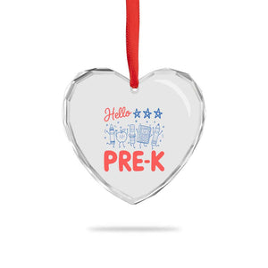 First Day of Pre-K Boys Girls Toddler Preschool Patriotic US Heart Crystal Glass Ornament TS14 Print Your Wear
