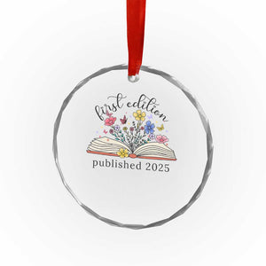 First Edition Published 2025 Crystal Glass Ornament Littlest Bookworm Funny Annoucement Baby Shower TS10 Print Your Wear
