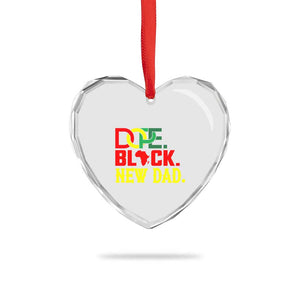 First Father's Day African American Dad Heart Crystal Glass Ornament New Dad Gift