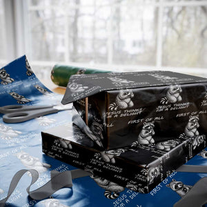 First of All Jesus Thinks I'm A Delight Wrapping Paper Roll Funny Raccoon Christian TS14 Black Print Your Wear