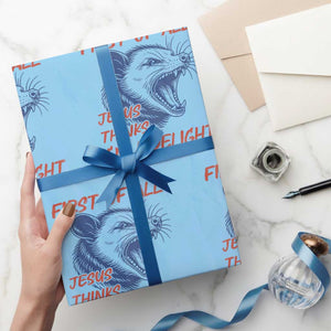 First of All Jesus Thinks I'm A Delight Wrapping Paper Roll Funny Opossum Christian TS14 Light Blue Print Your Wear