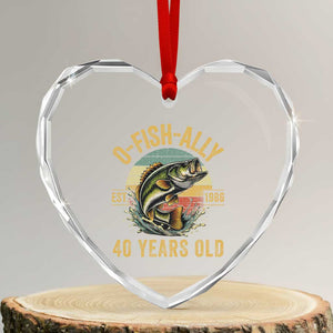 Fishing 40th Birthday Heart Crystal Glass Ornament O Fish Ally 40 Years Old Fisherman Gifts TS11 Transparent Glass 3'' Heart Print Your Wear
