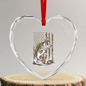 Fishing Camo Heart Crystal Glass Ornament Bass Fish American Flag Boy Men Fisherman Gift TS10 Transparent Glass 3'' Heart Print Your Wear