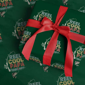 Fishing Dad Wrapping Paper Roll Reel Cool Papa Retro Vintage TS02 Green Print Your Wear