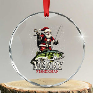 Fishing Gifts Crystal Glass Ornament Merry Fisherman Santa Claus Fish Fishing Rod TS10 Transparent Glass 3'' Circle Print Your Wear