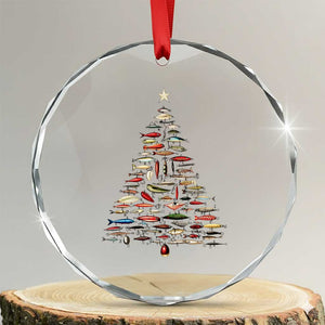 Fishing Lure Christmas Tree Crystal Glass Ornament Retro Fisherman Xmas Fish Fly TS10 Transparent Glass 3'' Circle Print Your Wear