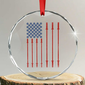 Fitness Gym Barbell Powerlifting Patriotic American Flag Crystal Glass Ornament TS11 Transparent Glass 3'' Circle Print Your Wear