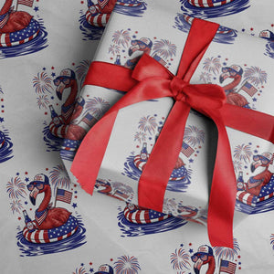 Flamingo 4Th Of July Patriotic USA American Flag Wrapping Paper Roll