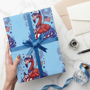 Flamingo 4Th Of July Patriotic USA American Flag Wrapping Paper Roll