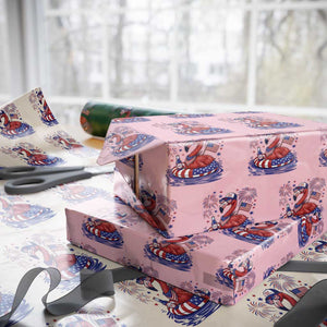 Flamingo 4Th Of July Patriotic USA American Flag Wrapping Paper Roll