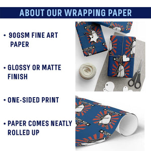 Flight was Never an Option Wrapping Paper Roll Funny Penguin Knife Sarcastic