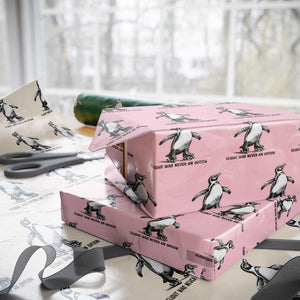 Flight Was Never An Option Wrapping Paper Roll Funny Penguin Roller Skates