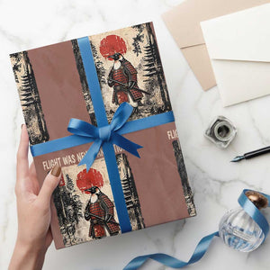 Flight was Never an Option Samurai Penguin Japanese Wrapping Paper Roll Vintage Graphic Ukiyo-e Art Funny TS14 Mocha Print Your Wear