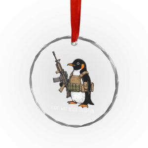 Flight Was Never An Option Tactical Penguin Crystal Glass Ornament Funny Military Camo Vest Combat Animal Dark Humor Graphic