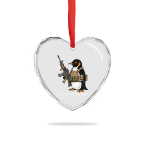 Flight Was Never An Option Tactical Penguin Heart Crystal Glass Ornament Funny Military Camo Vest Combat Animal Dark Humor Graphic