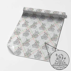 Floral Bookworm Reader Wrapping Paper Roll There Is No Such Thing As Too Many Books