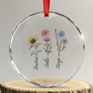 Floral FDT Foxtrot Delta Tango Crystal Glass Ornament Funny Offensive Retro TS02 Transparent Glass 3'' Circle Print Your Wear