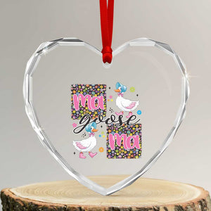 Floral Mama Goose Heart Crystal Glass Ornament Coquette Vintage Aesthetic Geese Mom Mothers Day TS02 Transparent Glass 3'' Heart Print Your Wear