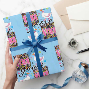 Floral Mama Goose Wrapping Paper Roll Coquette Vintage Aesthetic Geese Mom Mothers Day TS02 Light Blue Print Your Wear