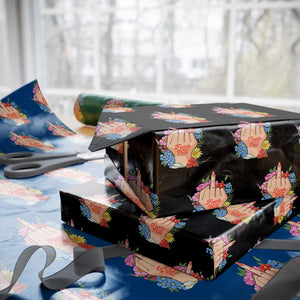 Floral Middle Finger F Ice Wrapping Paper Roll TS02 Black Print Your Wear