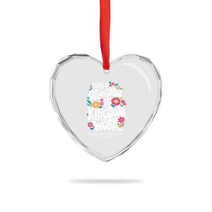 Floral Scripture for Grandmother Heart Crystal Glass Ornament Being a Grandma is Kingdom Work Christian Faith Inpired TS02 Print Your Wear
