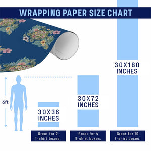 Floral Summer Turtle Wrapping Paper Roll Preppy Tropical Coastal Beach Graphic